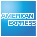 L'image montre le logo American Express, avec les mots « American Express » en lettres blanches grasses sur un fond bleu dégradé.