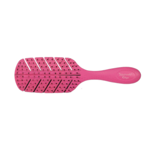 La Brosse Biofriendly-Rose est une brosse démêlante écologique rose avec des poils noirs et un manche texturé, conçue pour faciliter le démêlage et le coiffage.