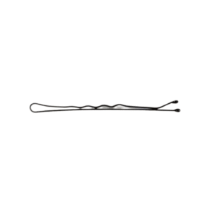 Une épingle à cheveux Pince Ondulée noire de 70 mm du set de 24 pièces, avec des crêtes ondulées et des pointes arrondies pour une bonne tenue des cheveux, est présentée sur un fond blanc uni.