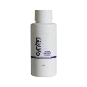 La Poudre Structurante Eyrian - 10 g est un flacon blanc avec inscriptions violettes et noires pour un coiffage optimal et un volume longue durée. Son bouchon blanc contient 10 g de produit.