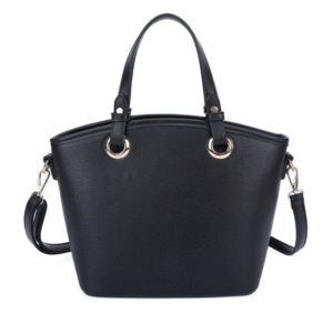 Un sac à main bandoulière beige avec deux anses courtes, des ornements en métal doré et une bandoulière amovible, le tout sur fond blanc.