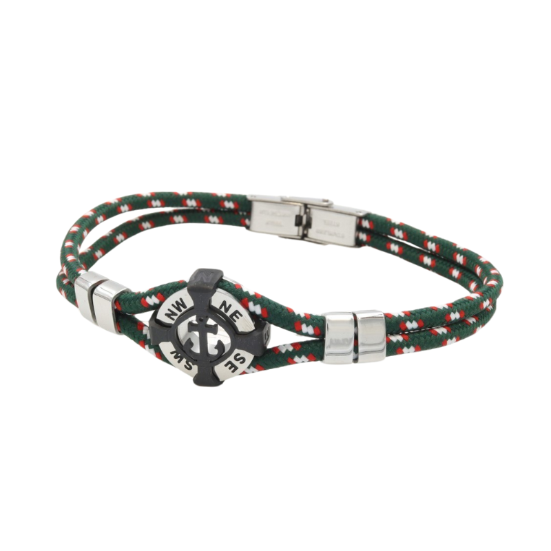 Bracelet homme acier cordon multi colors /Vert