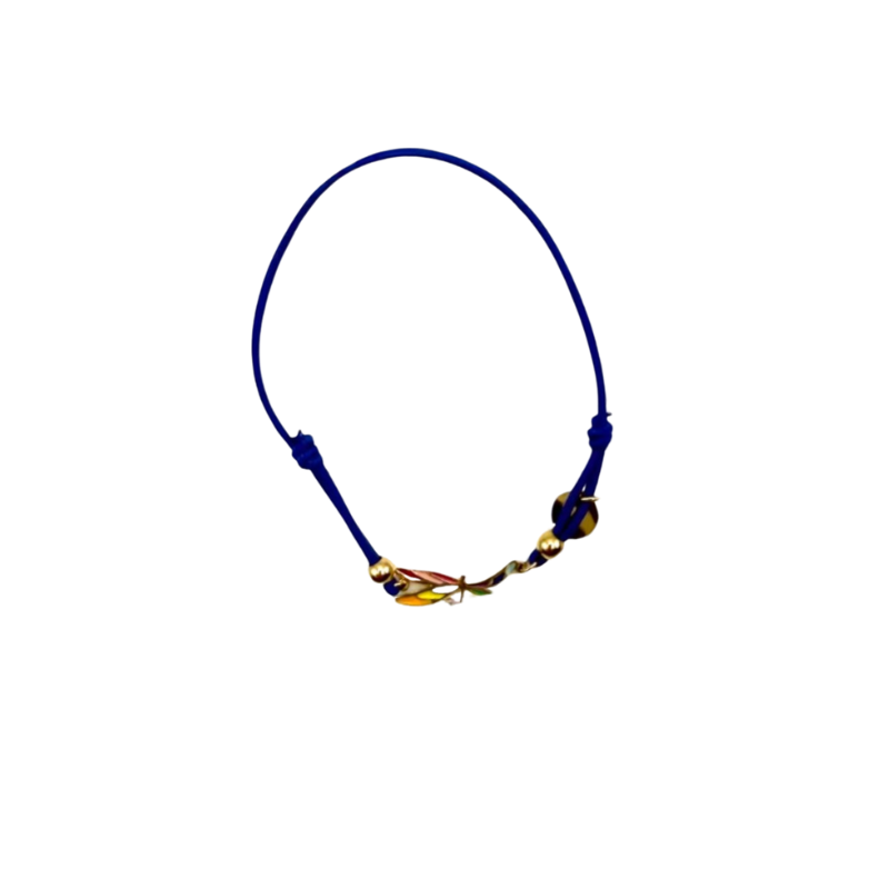 Bracelet acier inoxydable laqué Libellule/Marine
