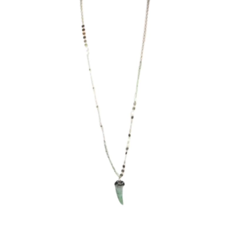 Sautoir bobo chic corne d'abondance /Vert