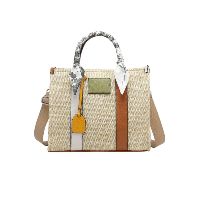 Sac à main multicolore avec déco foulard-Vanille