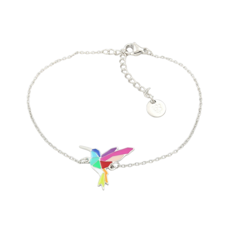 Bracelet acier laqué colibri /argent